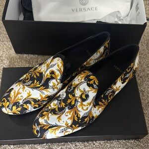 Versace Men's Black and Gold Loafers